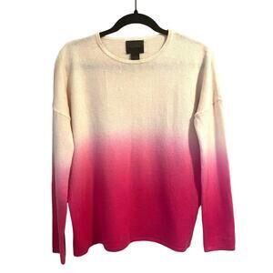 Magaschoni 100% Cashmere Pullover Sweater Cream and Pink Hombre Women's sz. M